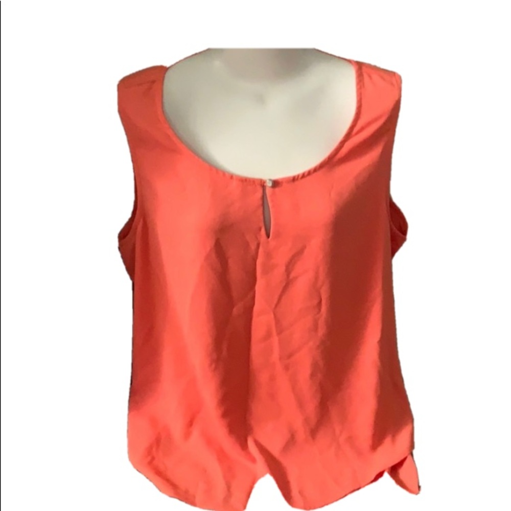 CHICO’S SEAMLESS Tangerine ORANGE CAMI SLEEVELESS TOP Front peep hole SIZE 12 L